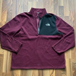 The North Face Men's Burgundy Zip-Up Fleece with Black Chest Panel